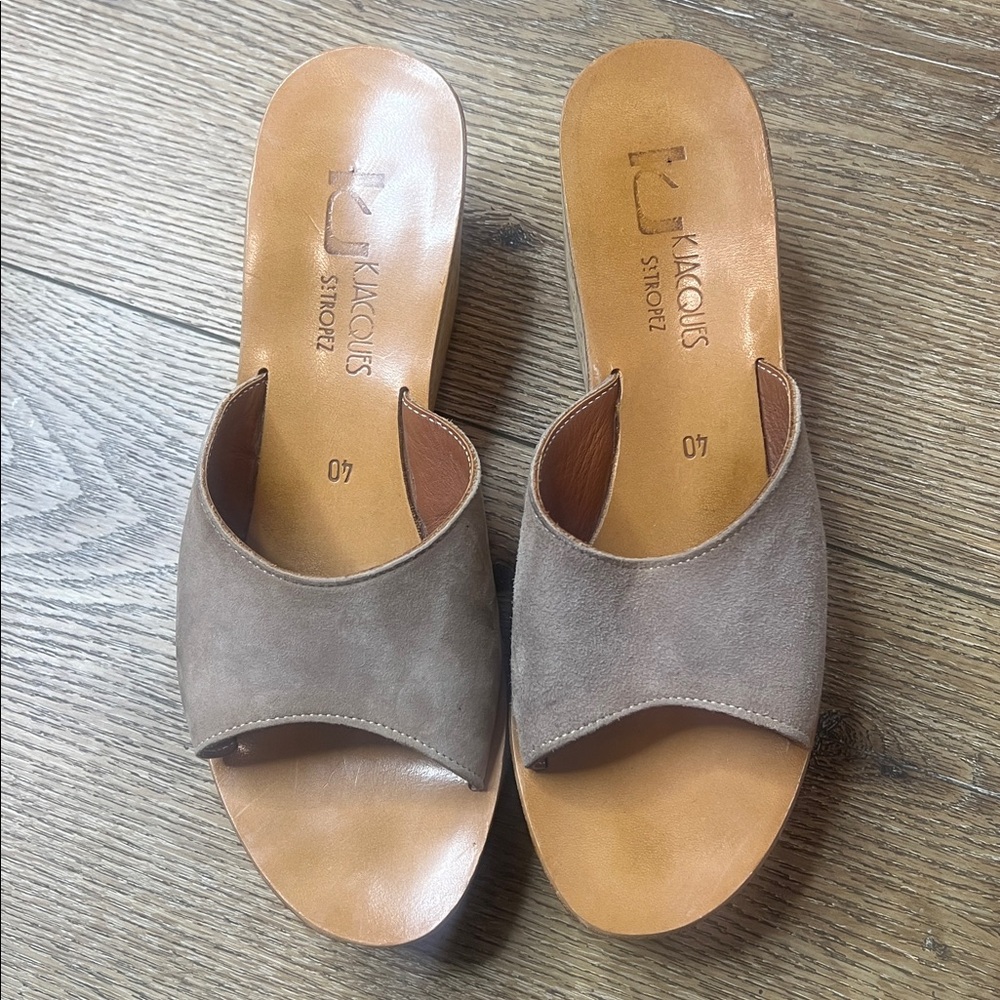 K.Jacques Tan Suede Wedge Sandals Size 40/8.5-9US